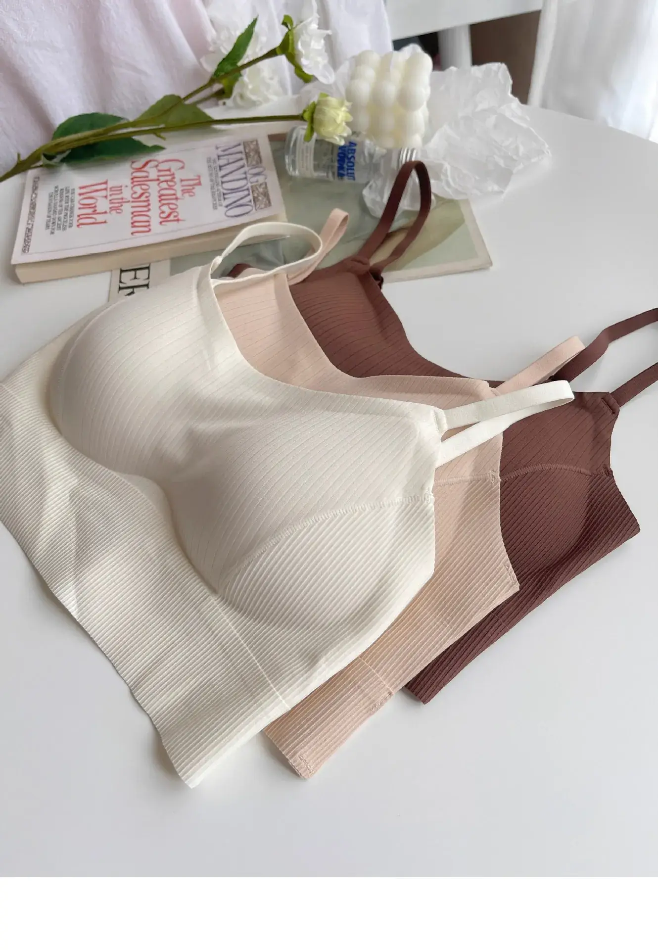 Beige Non-Steel Back Camisole Underwear Women's Small Chest — feature 14