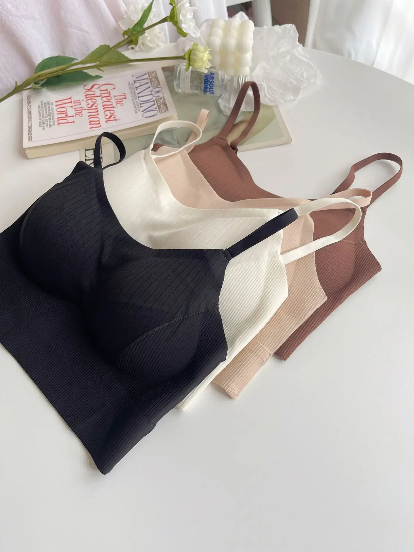 Beige Non-Steel Back Camisole Underwear Women's Small Chest — feature 15