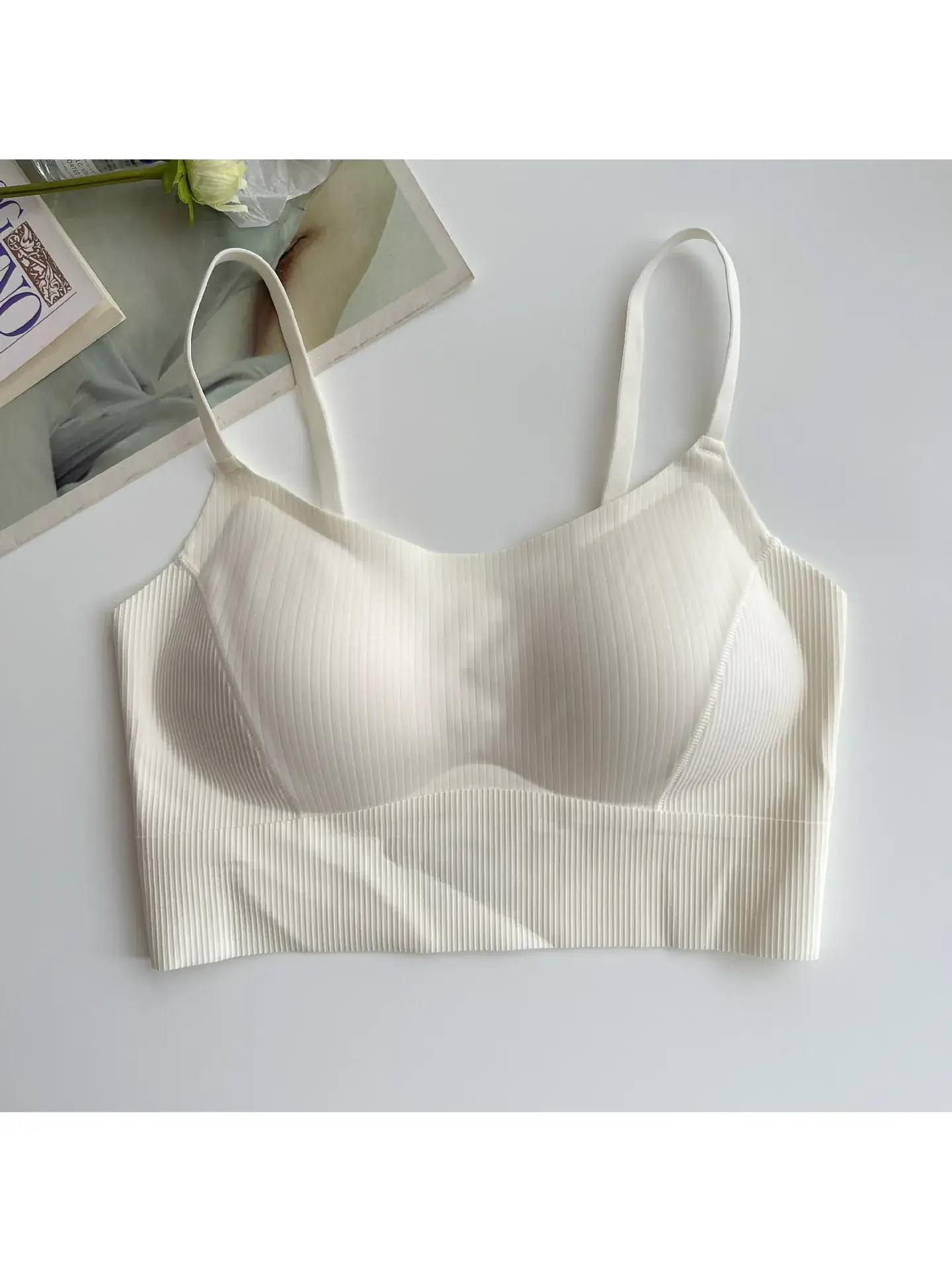 Beige Non-Steel Back Camisole Underwear Women's Small Chest — feature 16