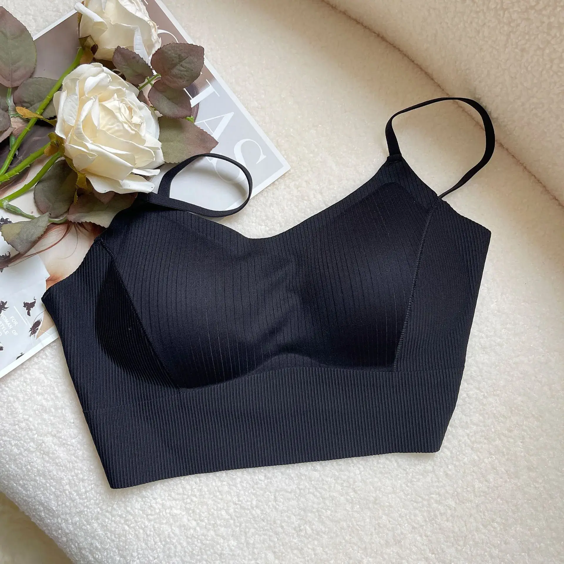 Beige Non-Steel Back Camisole Underwear Women's Small Chest - Image 4