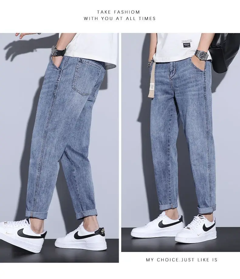 Men Blue Denim Cropped Jeans 2024 Trendy — feature 9