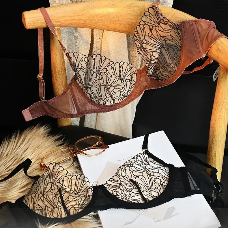 Cross-border Sexy Pure Underwear Large Chest Small Chest Summer Ultra-thin Breathable Lace Bra - Image 6