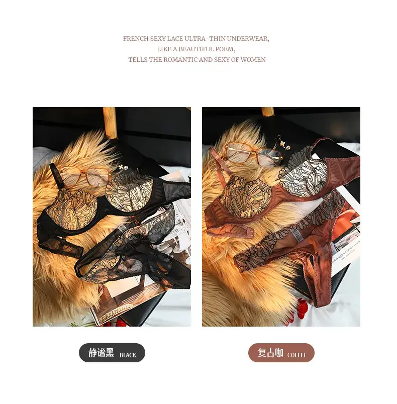 Cross-border Sexy Pure Underwear Large Chest Small Chest Summer Ultra-thin Breathable Lace Bra — feature 18