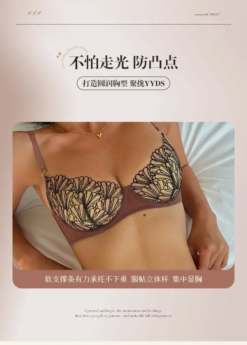 Cross-border Sexy Pure Underwear Large Chest Small Chest Summer Ultra-thin Breathable Lace Bra — feature 7