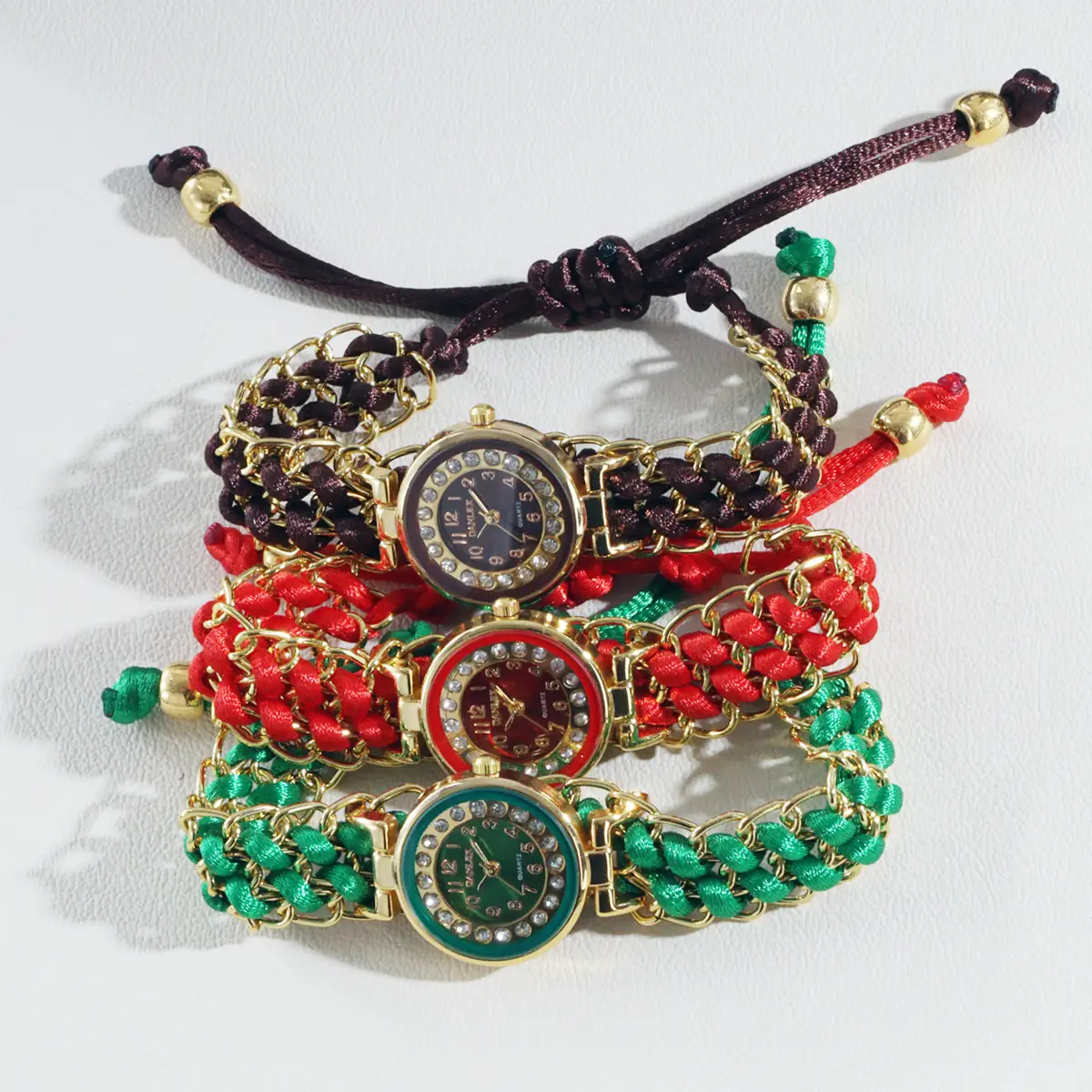 Women's Rhinestone Bracelet Watch with Blue Braided Strap — feature 6