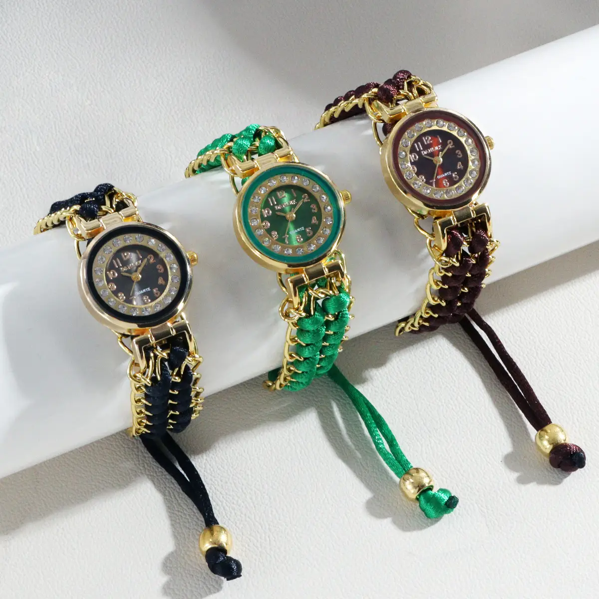Women's Rhinestone Bracelet Watch with Blue Braided Strap — feature 7