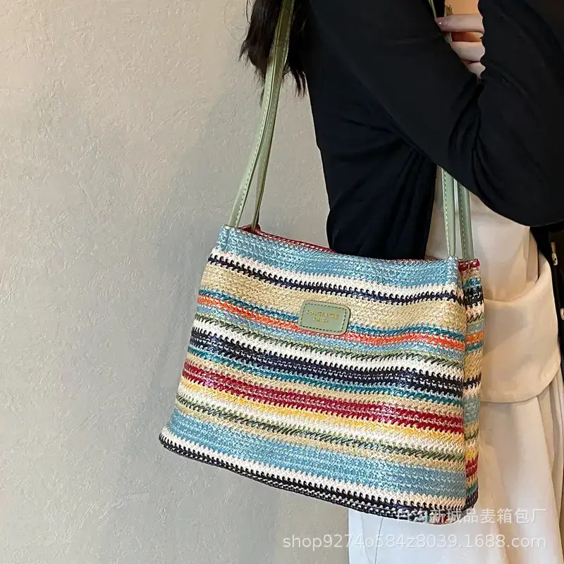 Color-Blocking Striped Shoulder Bag for Women 2026 - Image 4