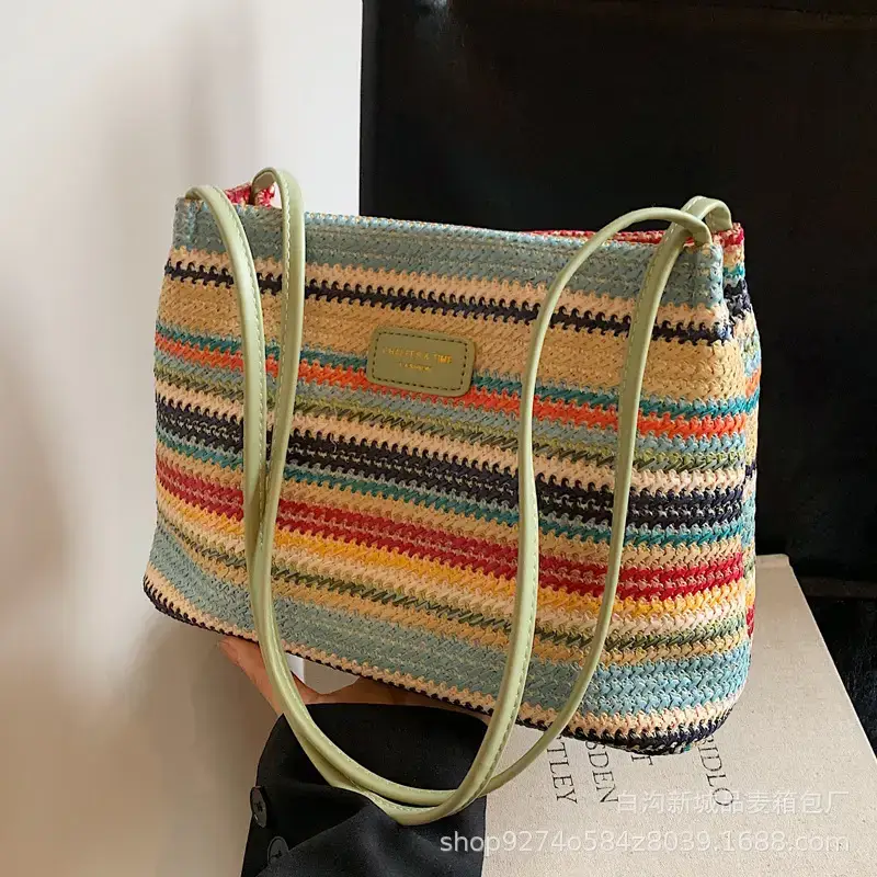 Color-Blocking Striped Shoulder Bag for Women 2026 - Image 6