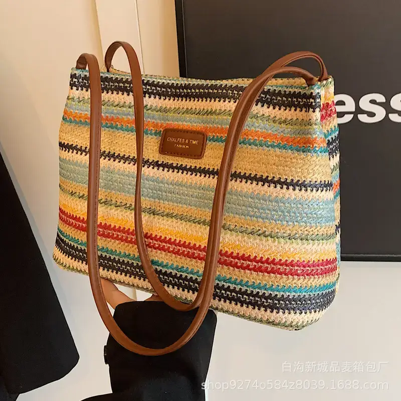 Color-Blocking Striped Shoulder Bag for Women 2026 - Image 7