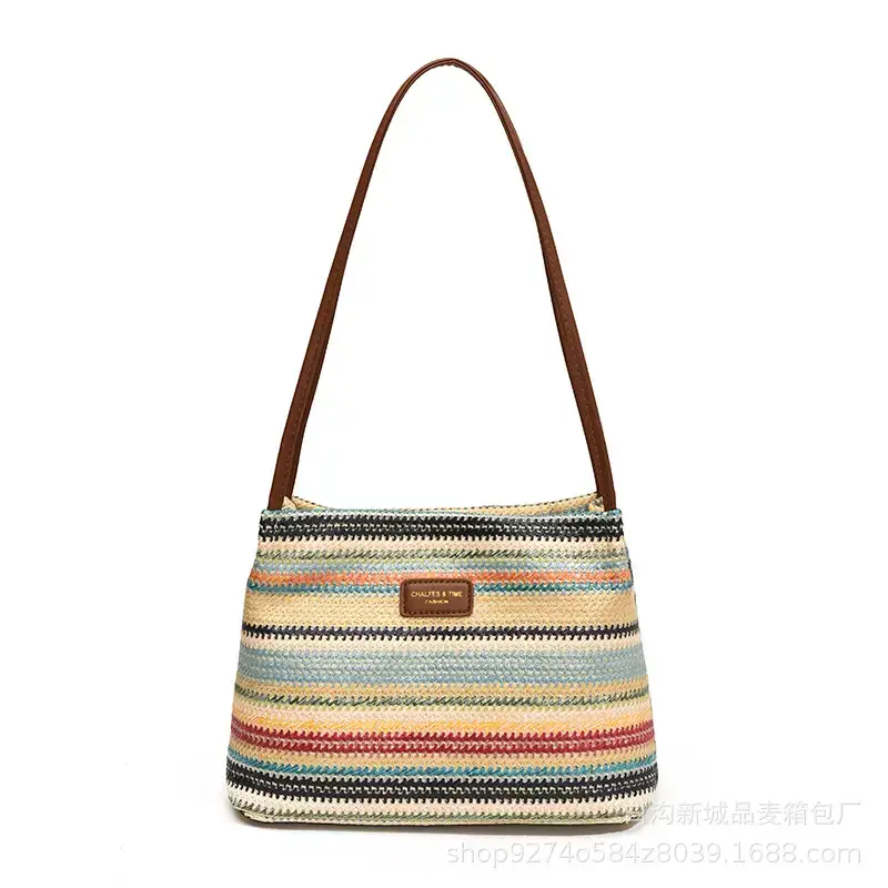 Color-Blocking Striped Shoulder Bag for Women 2026 - Image 8