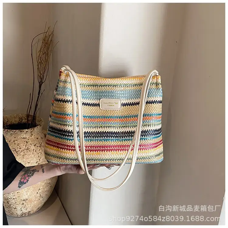 Color-Blocking Striped Shoulder Bag for Women 2026 — feature 10