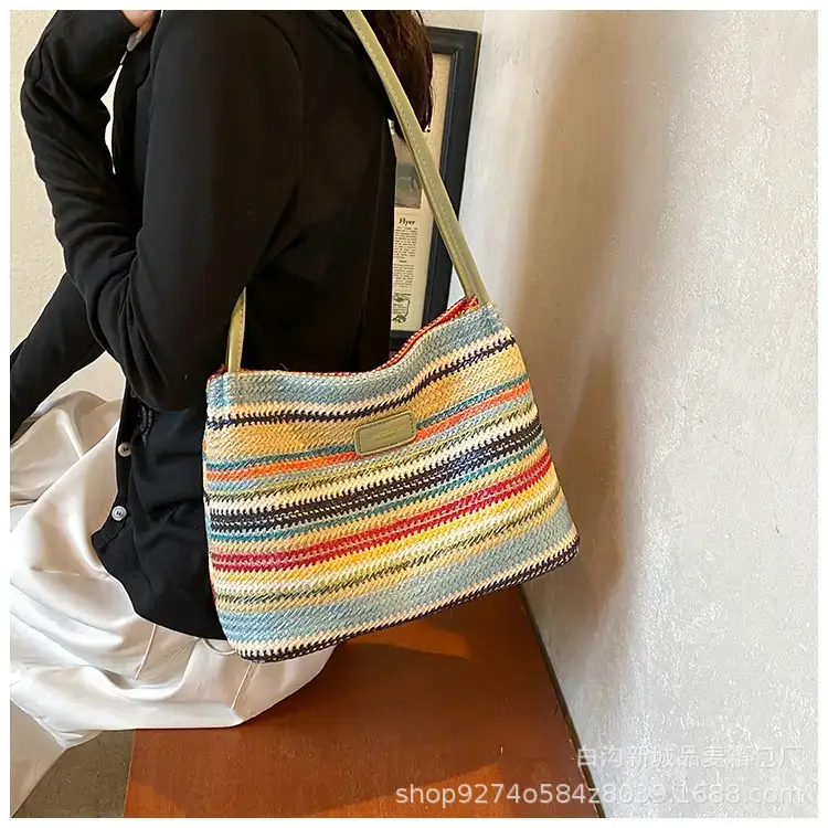Color-Blocking Striped Shoulder Bag for Women 2026 — feature 16