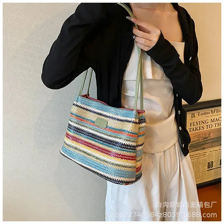 Color-Blocking Striped Shoulder Bag for Women 2026 — feature 18