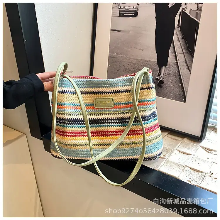Color-Blocking Striped Shoulder Bag for Women 2026 — feature 19