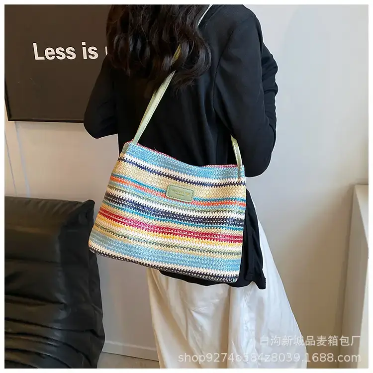 Color-Blocking Striped Shoulder Bag for Women 2026 — feature 20
