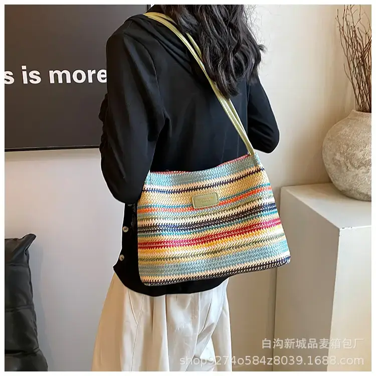 Color-Blocking Striped Shoulder Bag for Women 2026 — feature 21