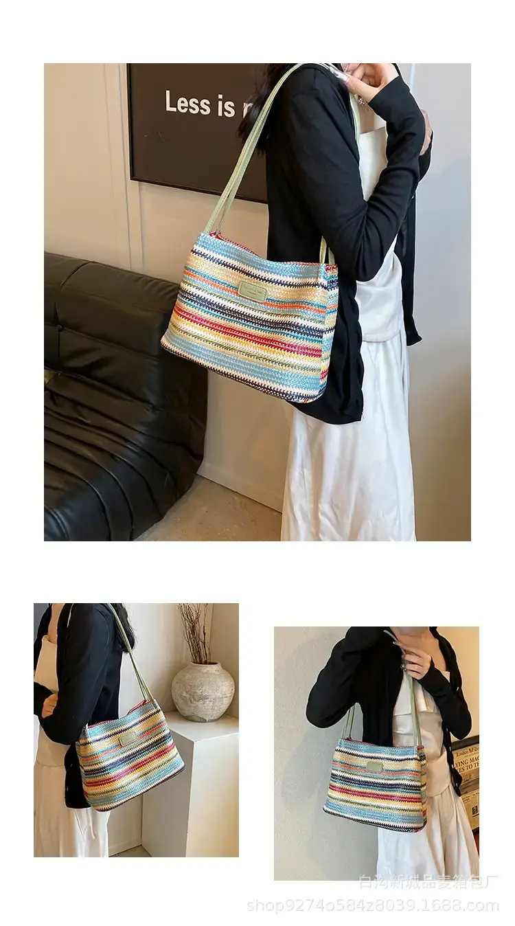 Color-Blocking Striped Shoulder Bag for Women 2026 — feature 3