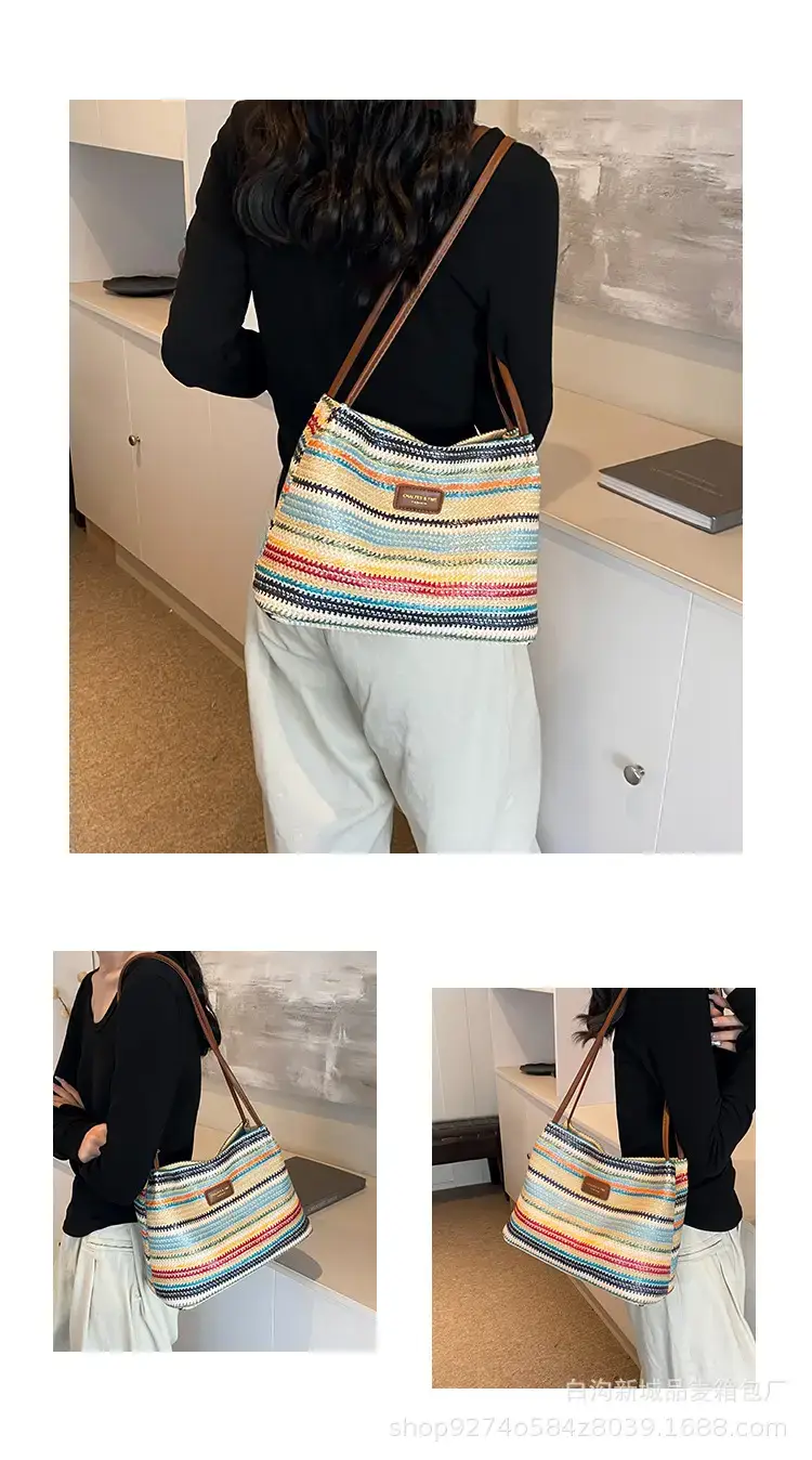 Color-Blocking Striped Shoulder Bag for Women 2026 — feature 4
