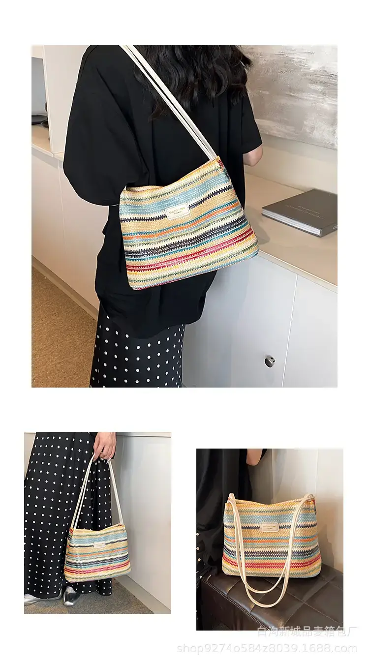 Color-Blocking Striped Shoulder Bag for Women 2026 — feature 5