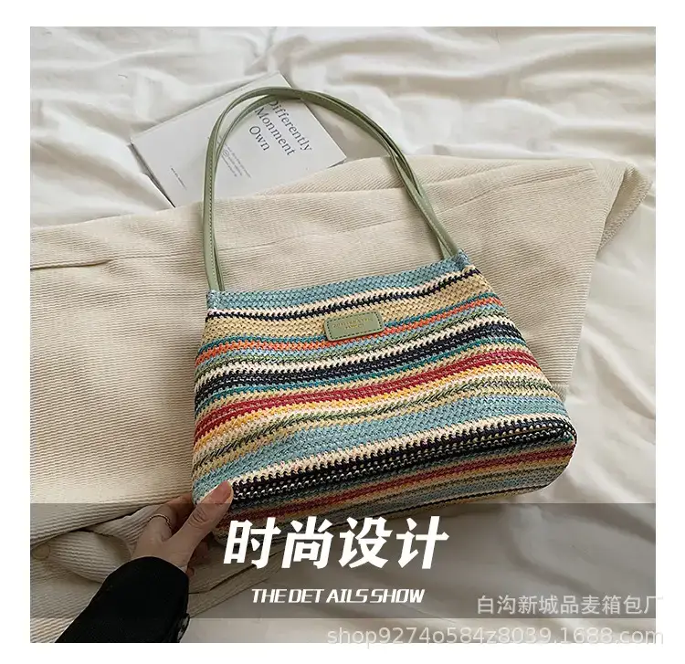 Color-Blocking Striped Shoulder Bag for Women 2026 — feature 8