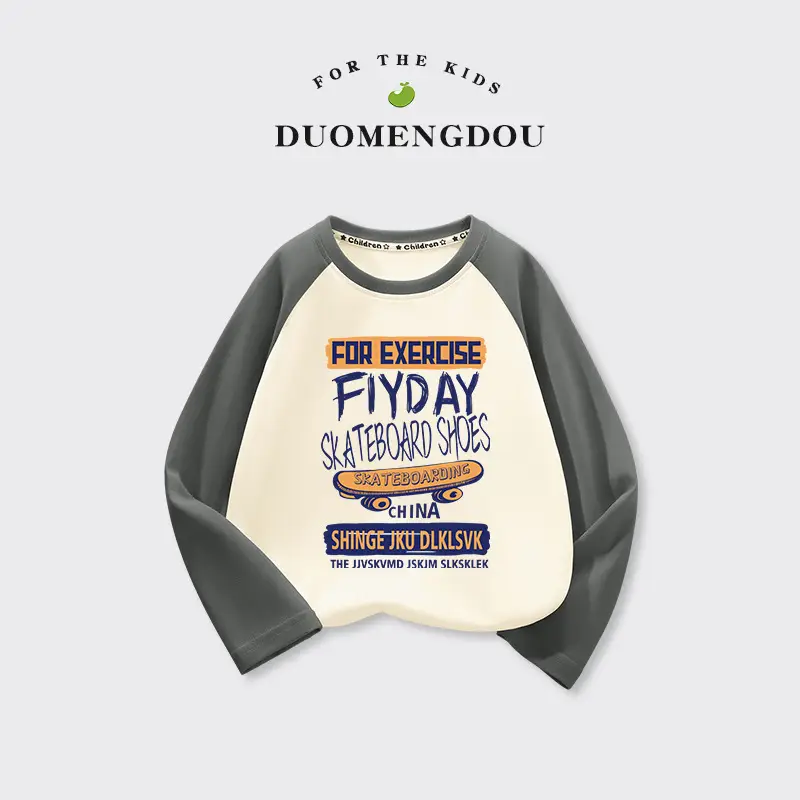 Duomeng Boys Spring Top Long Sleeve T-Shirt White - Image 5