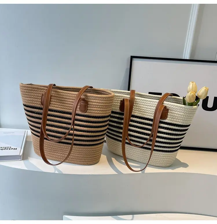 New Women's Straw Tote Bag Large Capacity Beach Handbag — feature 13