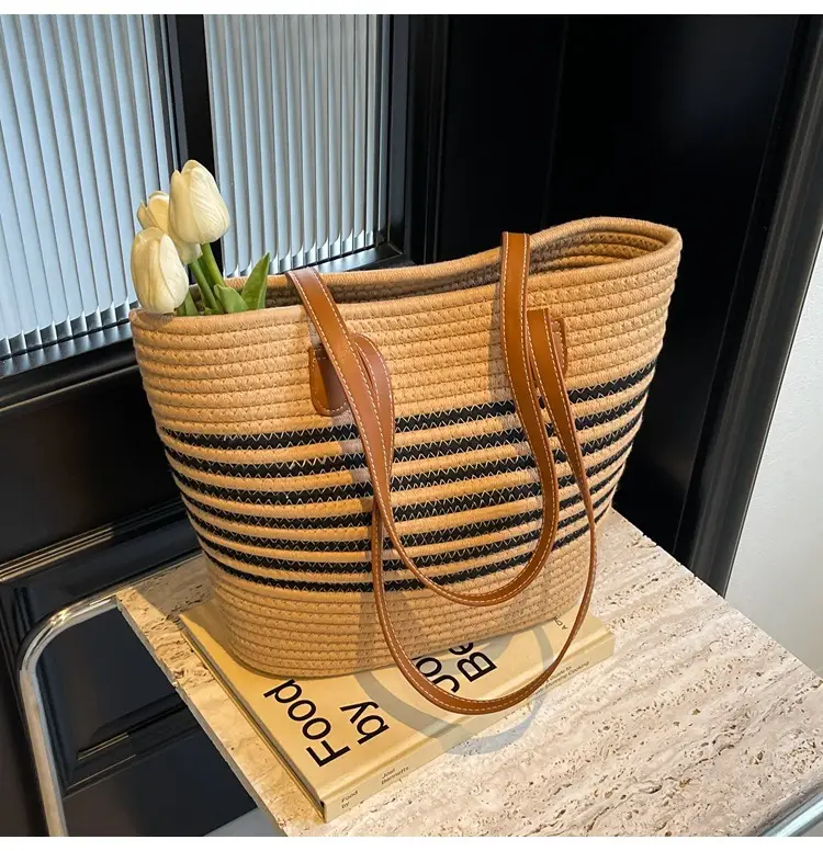 New Women's Straw Tote Bag Large Capacity Beach Handbag — feature 15