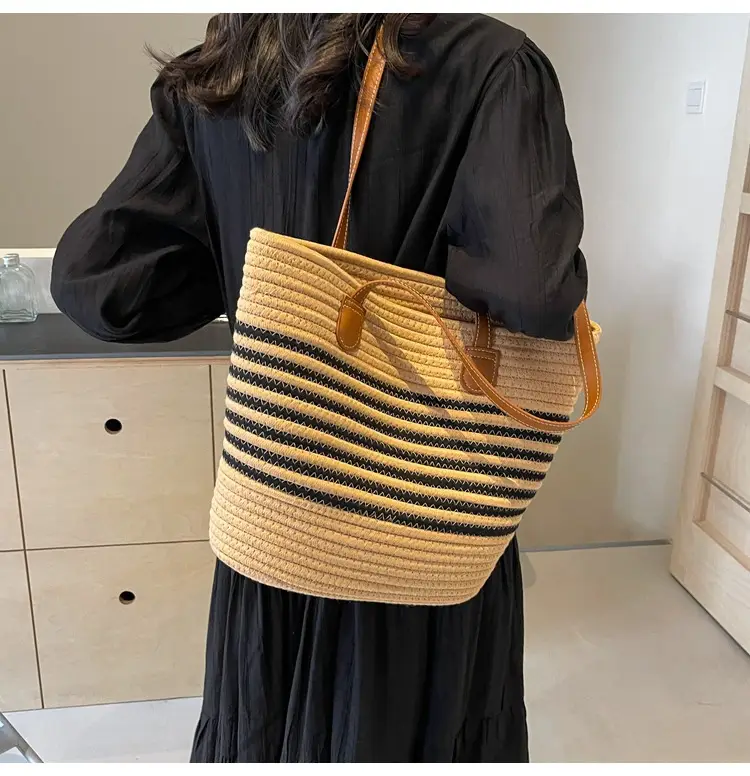 New Women's Straw Tote Bag Large Capacity Beach Handbag — feature 26