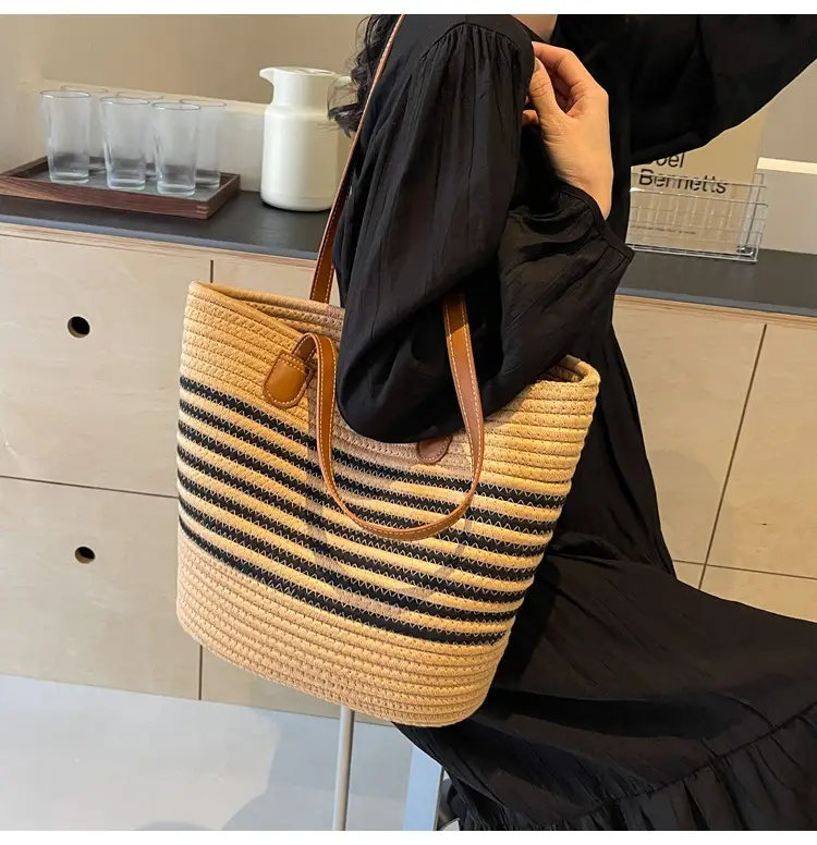 New Women's Straw Tote Bag Large Capacity Beach Handbag — feature 27