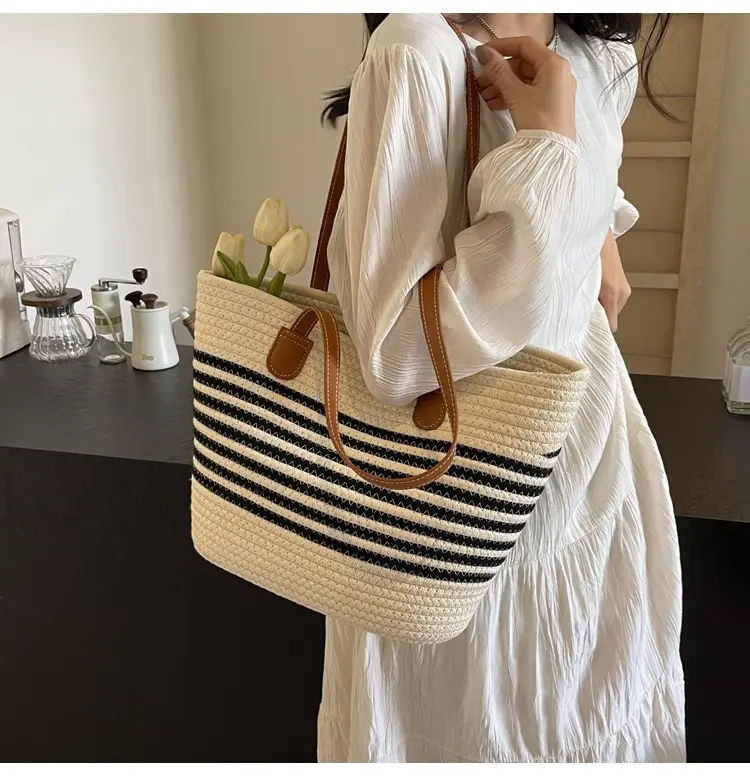 New Women's Straw Tote Bag Large Capacity Beach Handbag — feature 33