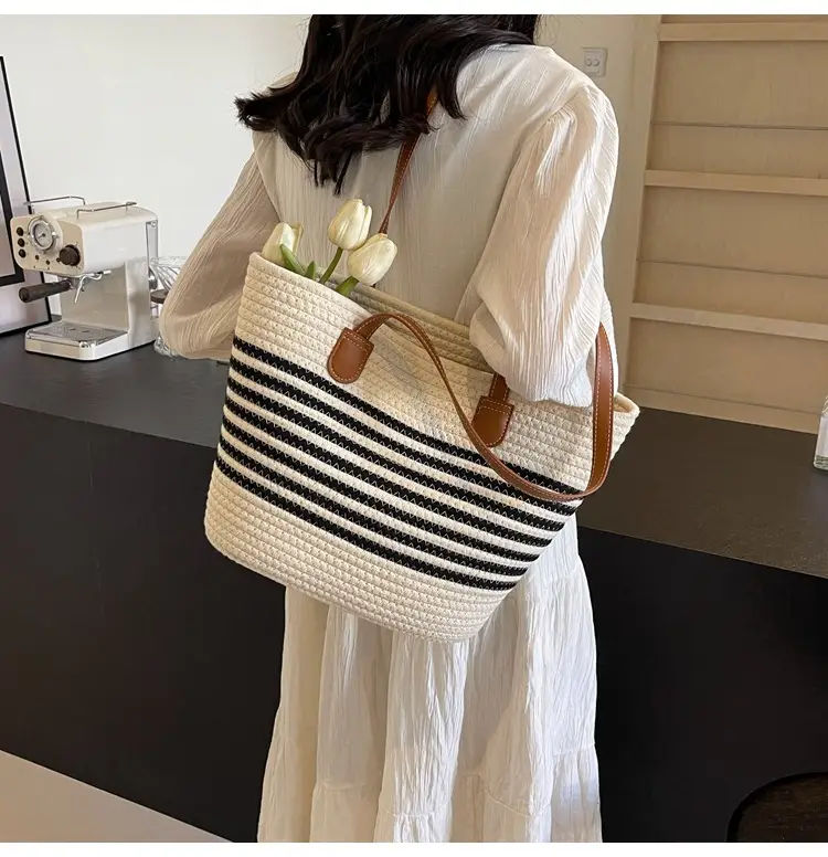 New Women's Straw Tote Bag Large Capacity Beach Handbag — feature 35