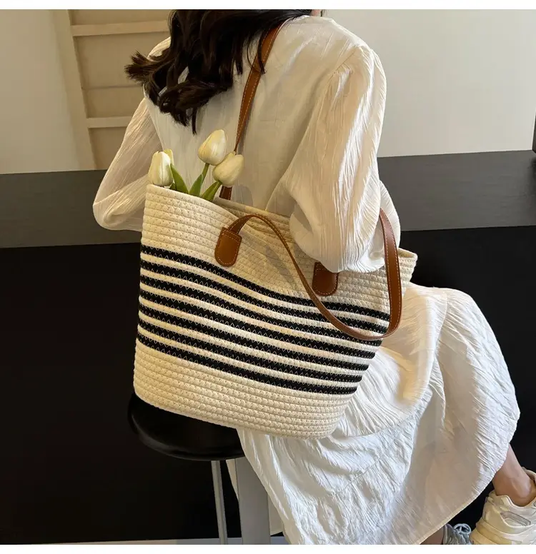 New Women's Straw Tote Bag Large Capacity Beach Handbag — feature 37