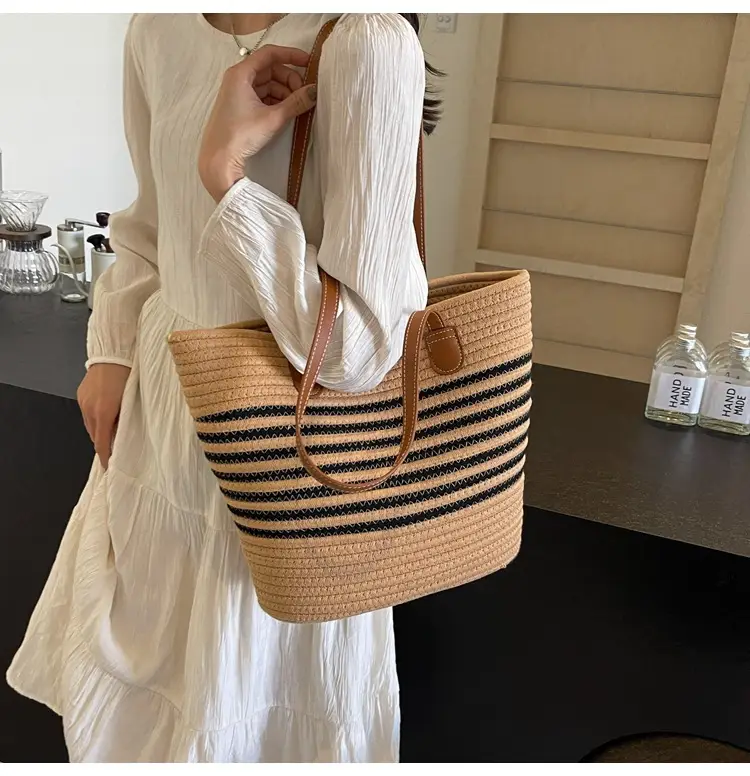 New Women's Straw Tote Bag Large Capacity Beach Handbag — feature 43