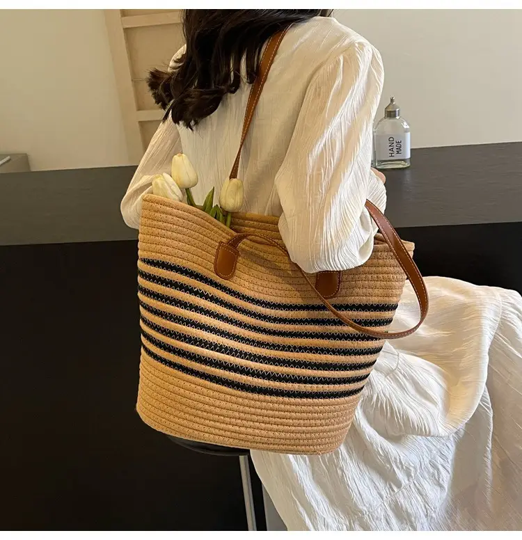 New Women's Straw Tote Bag Large Capacity Beach Handbag — feature 49