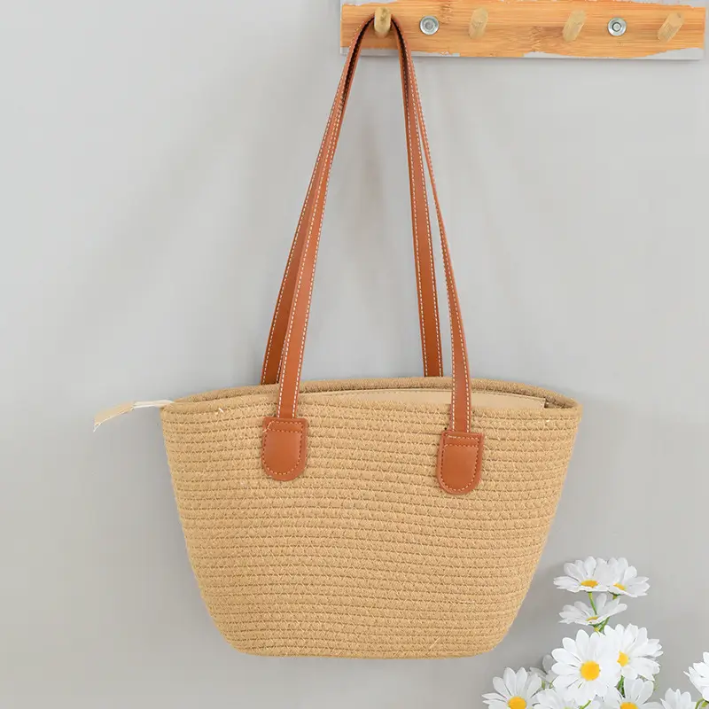 New Women's Straw Tote Bag Large Capacity Beach Handbag - Image 10