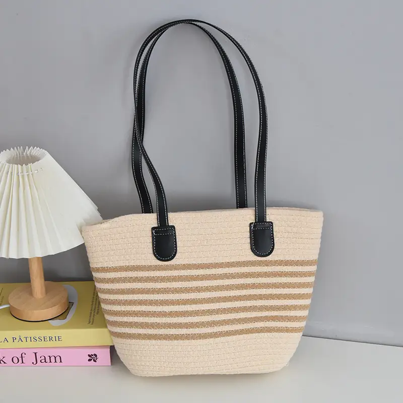 New Women's Straw Tote Bag Large Capacity Beach Handbag - Image 12