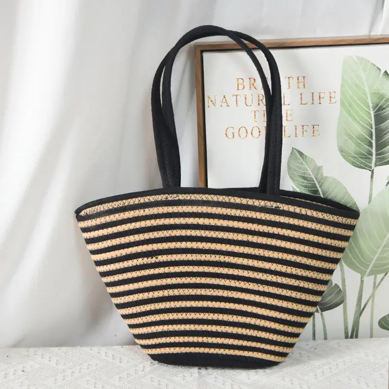 New Women's Straw Tote Bag Large Capacity Beach Handbag - Image 22