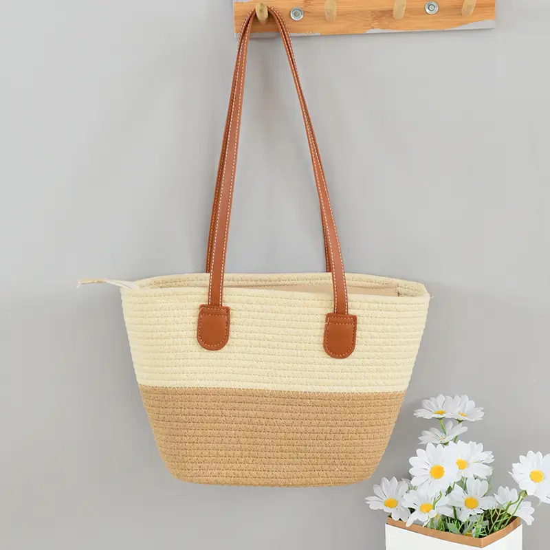 New Women's Straw Tote Bag Large Capacity Beach Handbag - Image 8