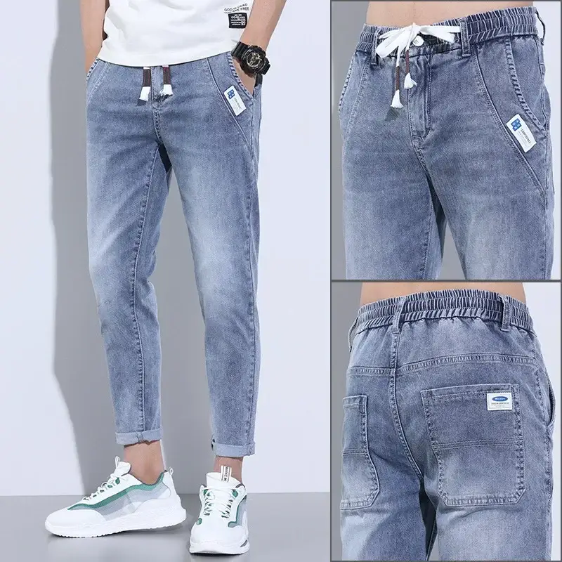 Men's Light Blue Denim Jeans Elastic Waist Large Chest - Image 3