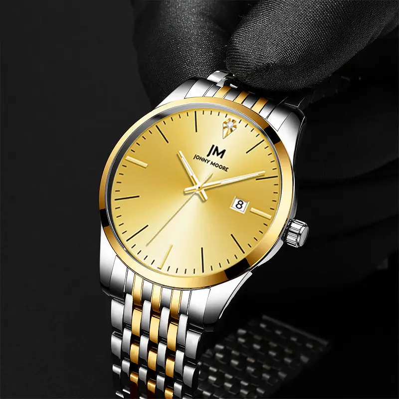 Men's Gold Yellow Dial Watch with Stainless Steel Band - Image 3