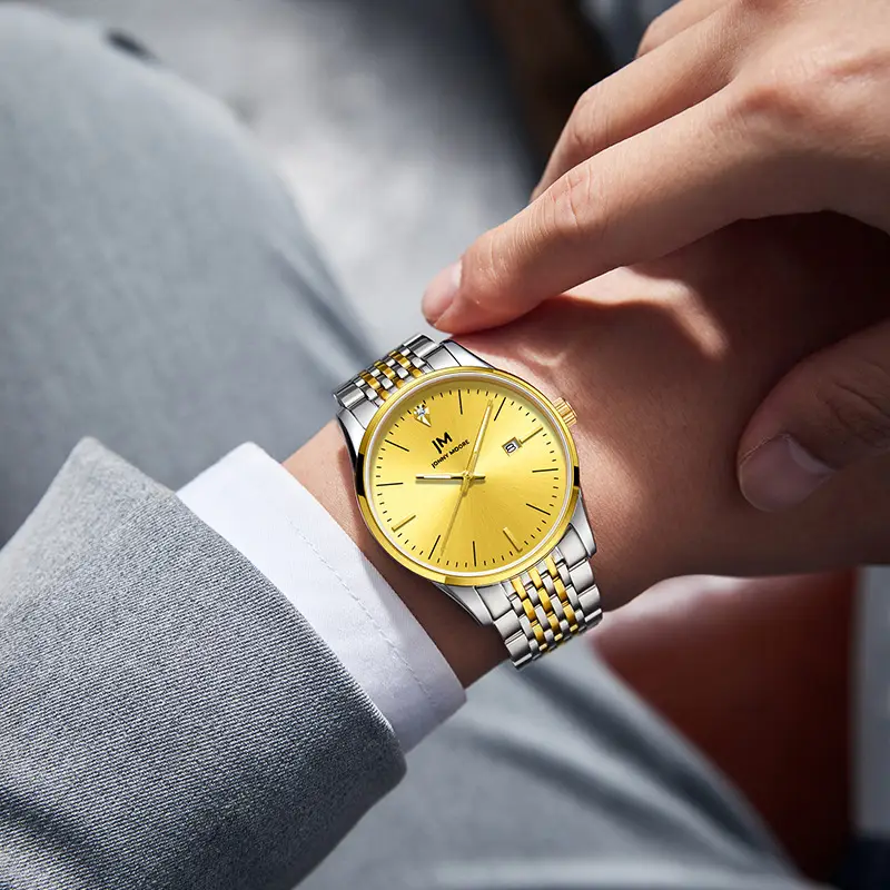 Men's Gold Yellow Dial Watch with Stainless Steel Band - Image 5