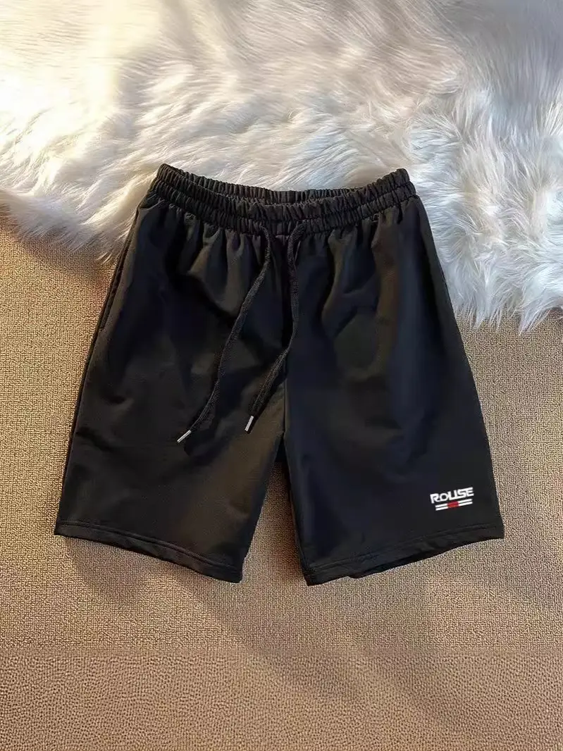 Men Printed Shorts Black Grey Summer Sports - Image 4