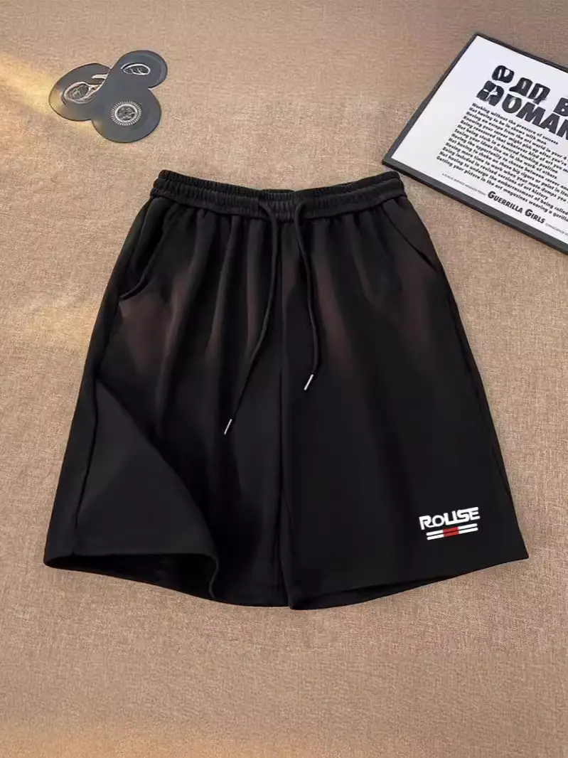 Men Printed Shorts Black Grey Summer Sports - Image 5