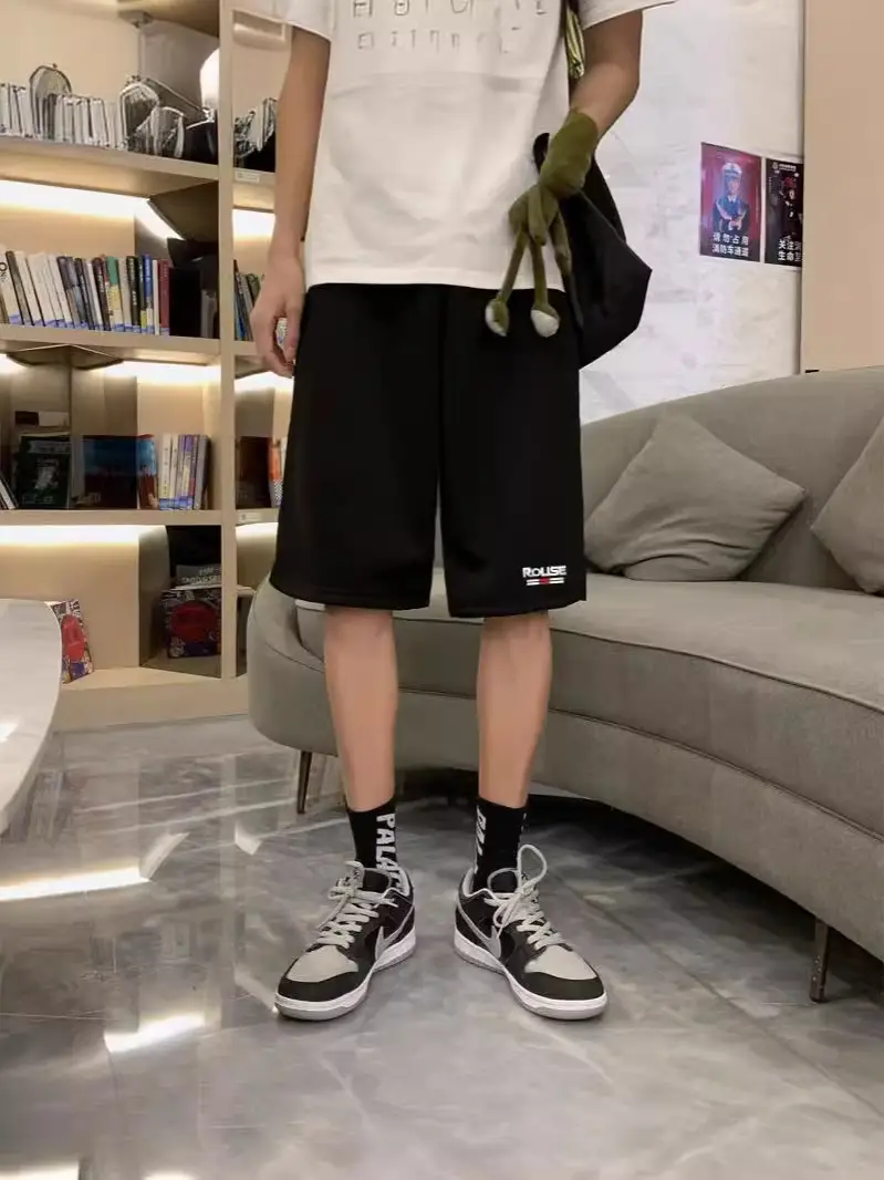Men Printed Shorts Black Grey Summer Sports - Image 6