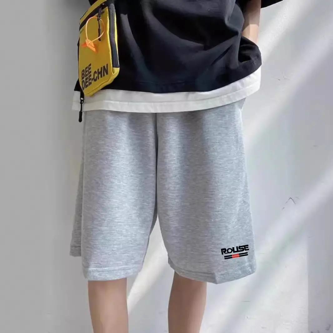 Men Printed Shorts Black Grey Summer Sports - Image 2