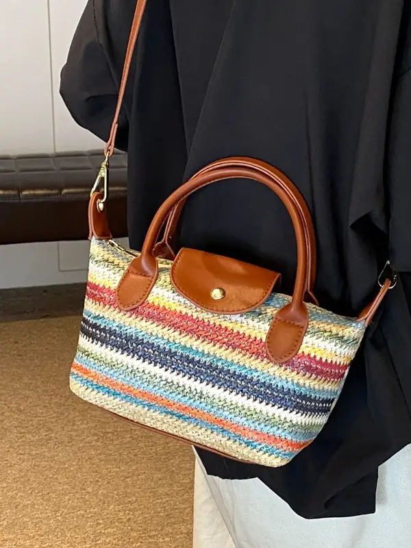 Rainbow Woven Women's Shoulder Bag 2024 - Image 4