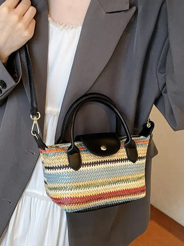 Rainbow Woven Women's Shoulder Bag 2024 - Image 6