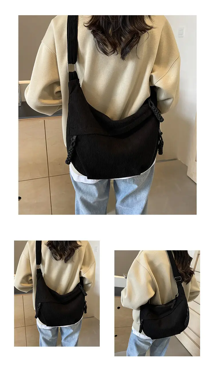 Corduroy Crossbody Bag Women Large Capacity Solid Cloth — feature 10