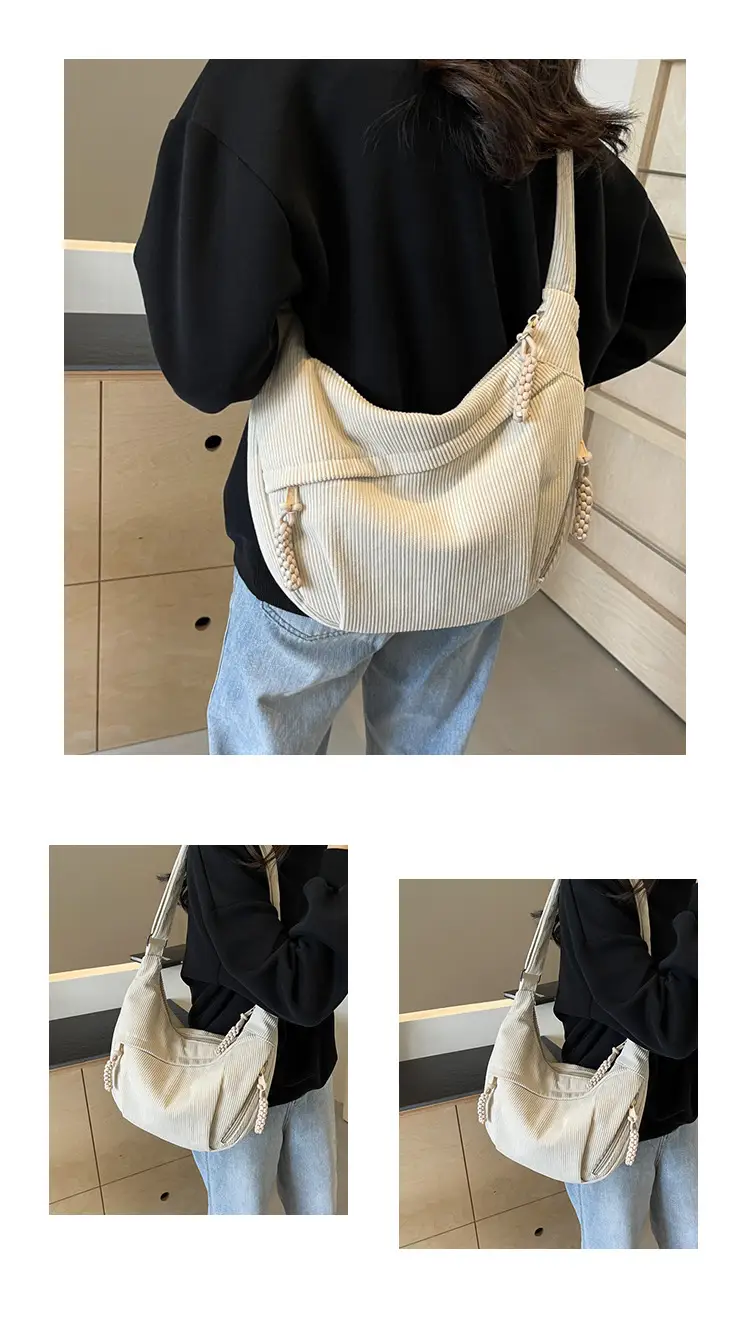 Corduroy Crossbody Bag Women Large Capacity Solid Cloth — feature 11