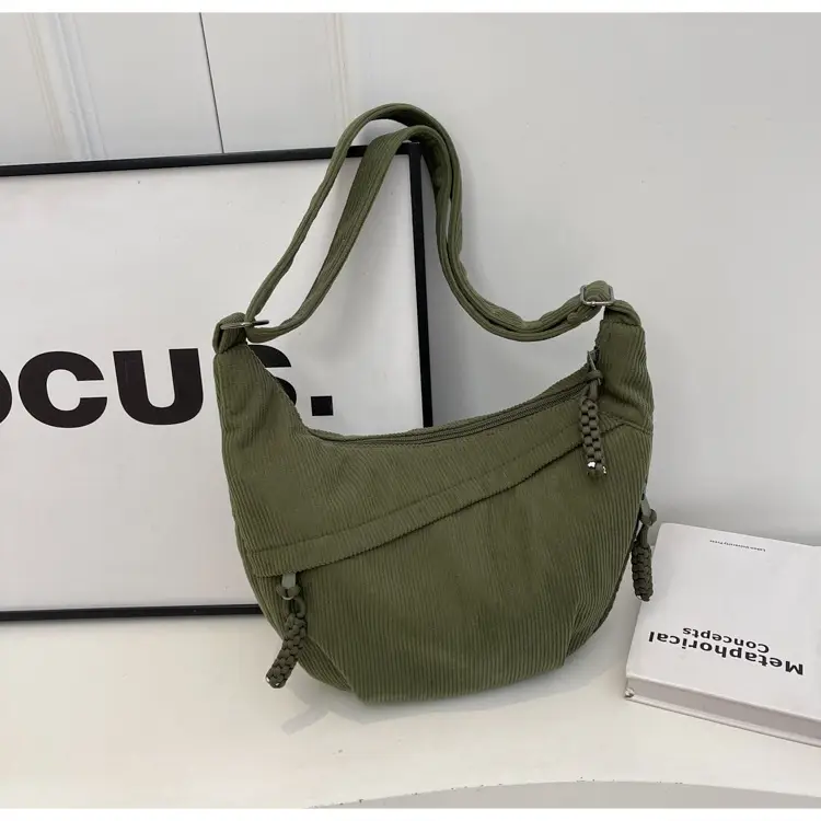 Corduroy Crossbody Bag Women Large Capacity Solid Cloth — feature 17